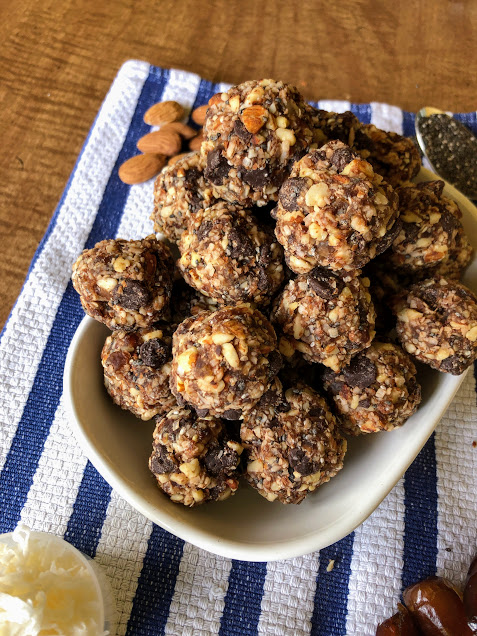 Almond Joy Energy Bites  view in a plate