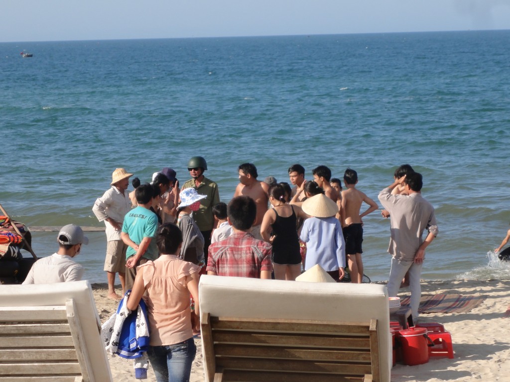 Police breaking up the fight