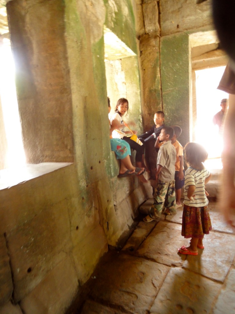 Playing in their temple backyards