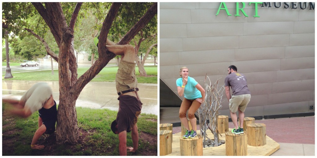 Multiperson Handstand, Artful Picture in Front of the Art Museum (Thinker or the Stinker)