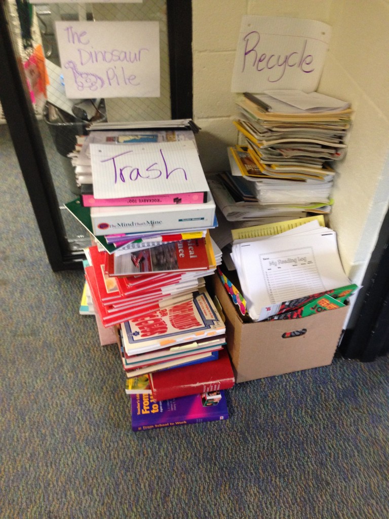 Cleaning out the classroom