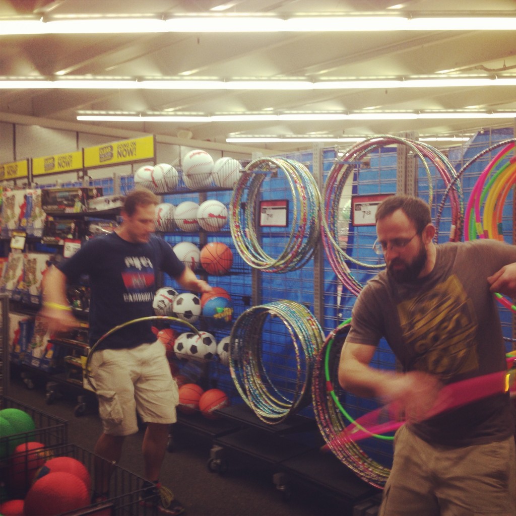 Hula Hooping at Sports Authority