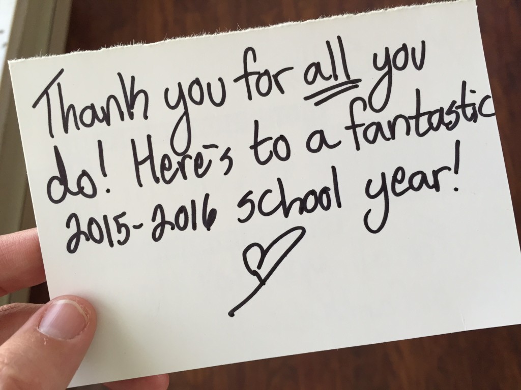 Teacher Care Package Note