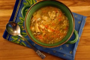 Spicy Chicken Rice Soup in bowl