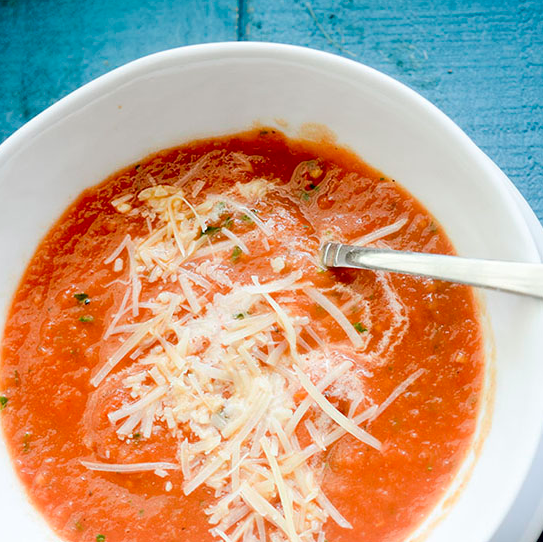 5 Ingredient Tomato & Basil Blender Soup from Recipe Diaries