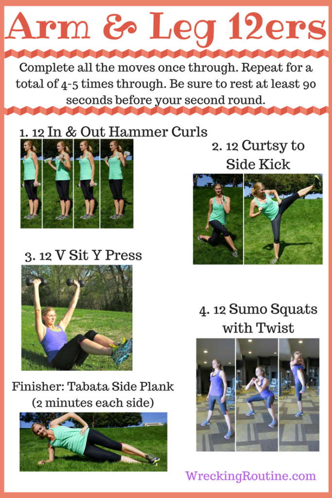 Strength workout. This full arm and leg workout is great for at home or the gym. With only 4 moves, you will be done quickly. This is a great workout for runners!