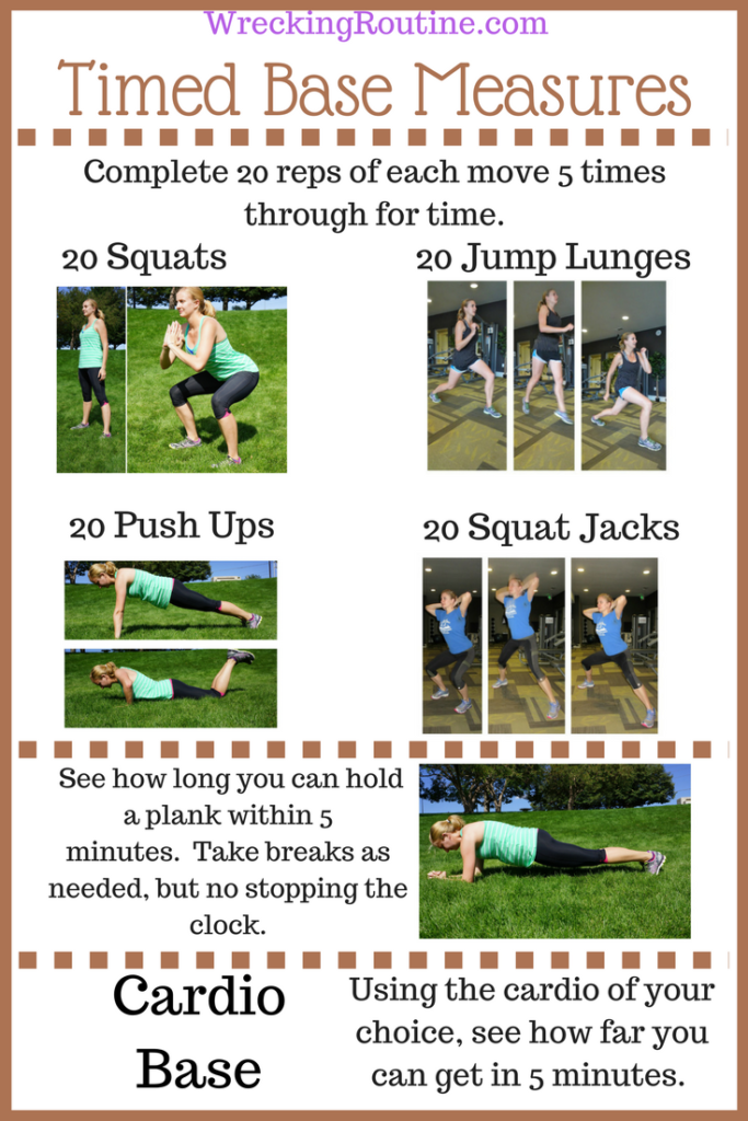 No equipment workout. Squats, Jump Lunges, Push Ups, Squat Jacks, Plank, Push Pace