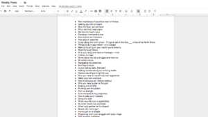 Weekly Post Ideas List