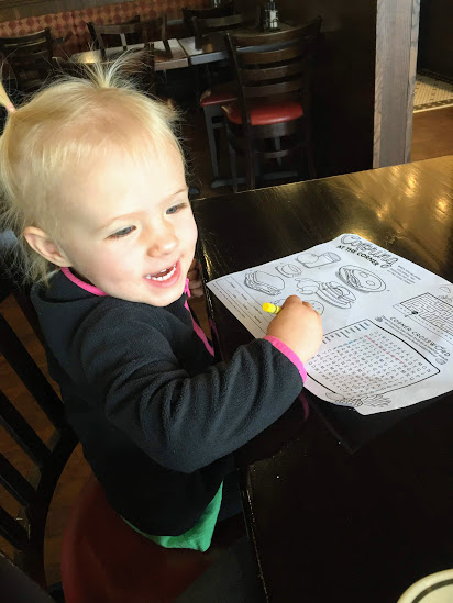 Zoey coloring at brunch