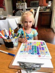Zoey coloring with the side expression