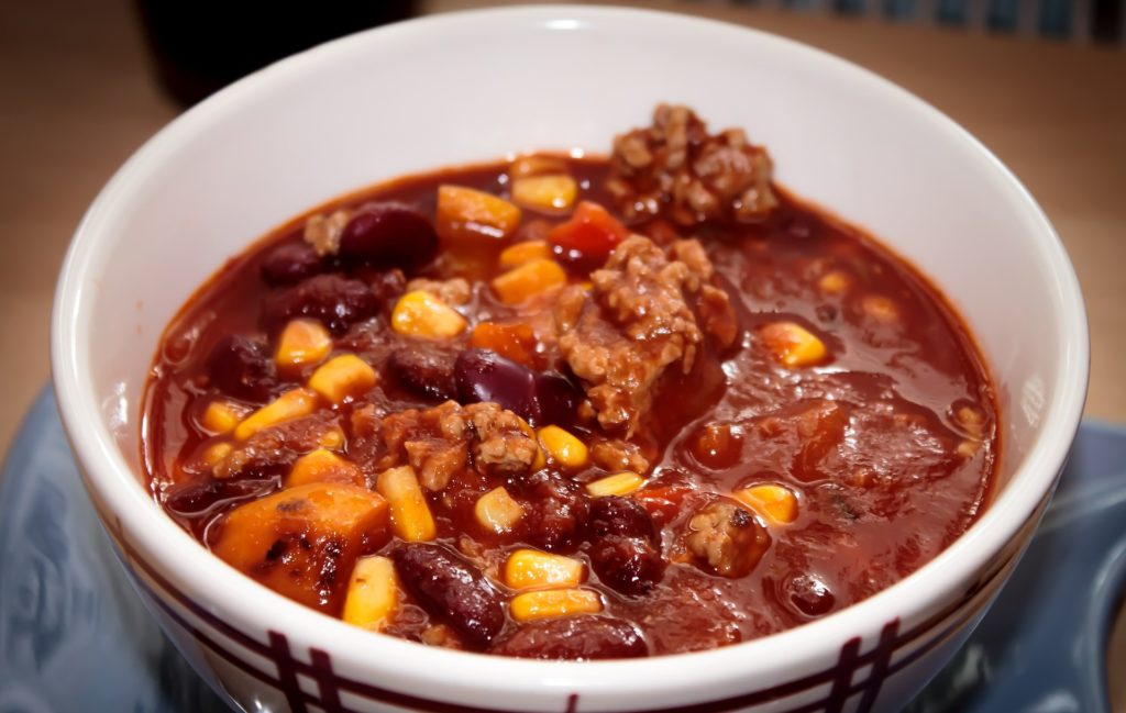 Bowl of chili for healthy ingredient swaps for dinners