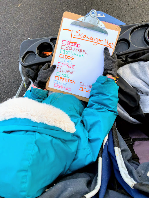 List of preschool scavenger hunt ideas for movement activities for preschoolers and their parents.