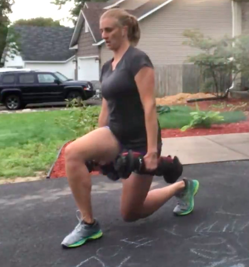 Front lunge with dumbbells